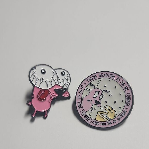 Pink and White Cartoon Enamel Pins - Picture 1 of 2